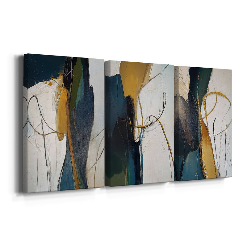 Série ABSTRACT DCxxi - Toile tendue sur mesure - 3 pièces, H 27 po x l 54 po