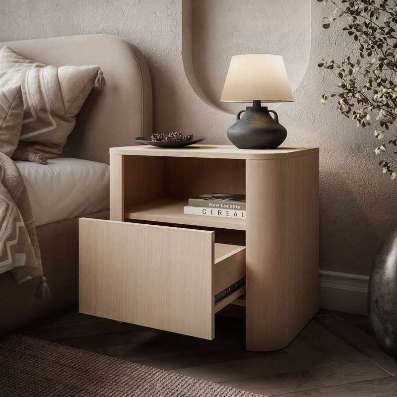 58 cm W Bedside Table, Vicenza Oak