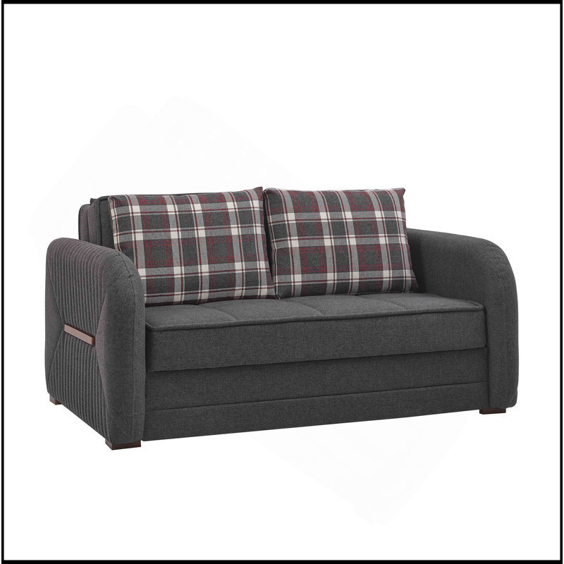 Causeuse convertible rembourrée avec rangement, Gris chenille