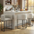 Pu Leather Counter Stool Barrel Counter Height Stools Set of 3