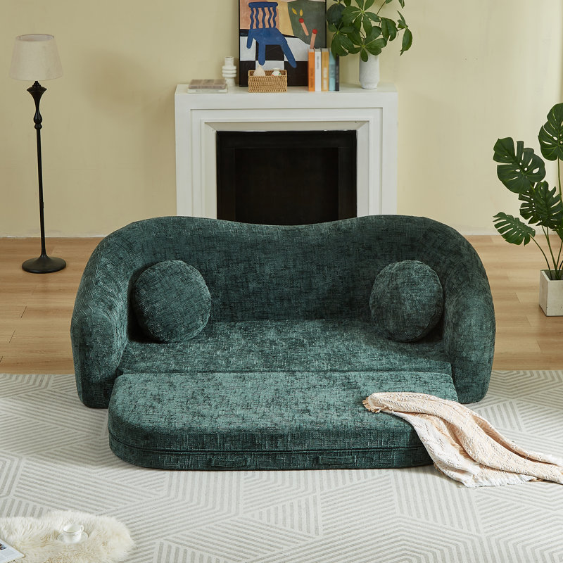 Canapé inclinable incurvé convertible avec confort profond, Green