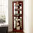 Cherry Curio Display Cabinet - Mirrored Back Lights Adjustable Shelves Home Decor Tempered Glass Corner Traditional Style-951555281