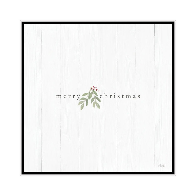 «Merry Christmas», reproduction d'art sur toile encadrée, H 18 po x l 18 po, Reproduction encadrée sans passe-partout, Blanc
