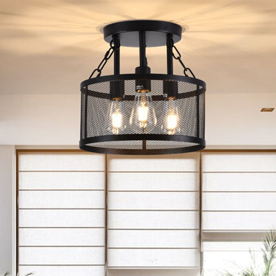 Plafonnier semi-encastré en métal 3 lumières