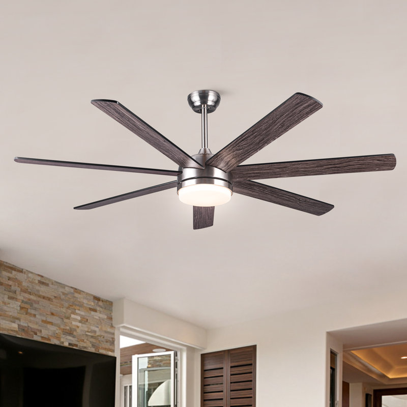 Murjani Ceiling Fan with LED Lights, Brushed Nickel with Brown Blades, 62"