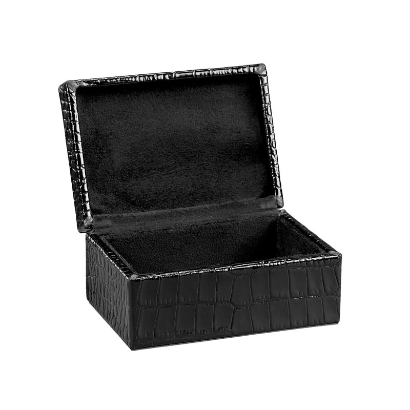 Graphic Image Small Box, Leather, Black Croc