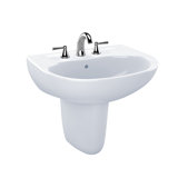 Supreme® Vitreous China U-Shaped Wall Mount Bathroom Sink with Overflow