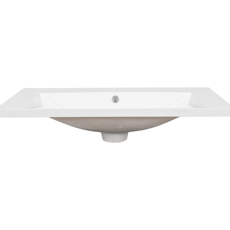 Nouveau lavabo de salle de bain en céramique blanche de 30 pouces, pré-percé pour robinet à poignée simple, durabilité durable, nettoyage en douceur de la surface lisse et installation rapide sur le lavabo de l'armoire en blanc, robinet flexible