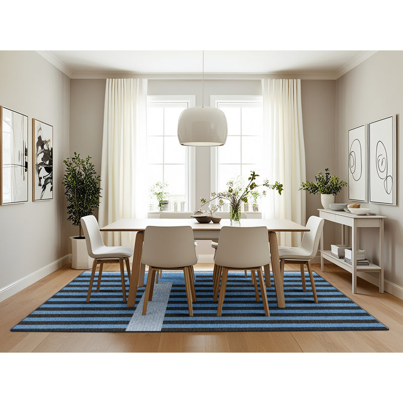 Tapis bleu/gris à tisser électrique, Rectangle 7 pi x 10 pi