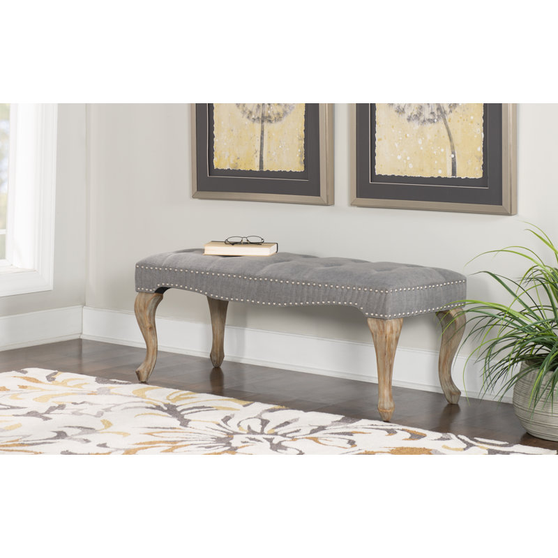 Metheny Polyester Blend Upholstered Bench, Gray