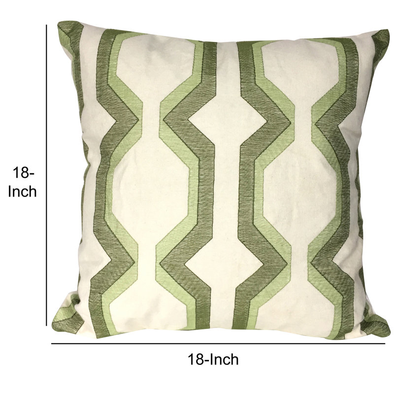 Coussin décoratif en coton, Vert / blanc