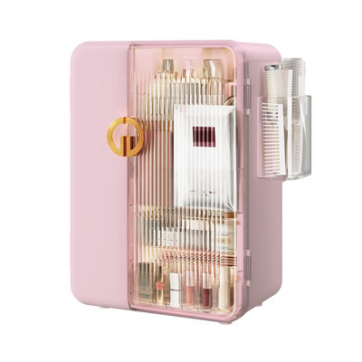 Organisateur de maquillage avec tiroirs, étui de rangement anti-poussière pour meuble-lavabo ou comptoir de salle de bain (rose)