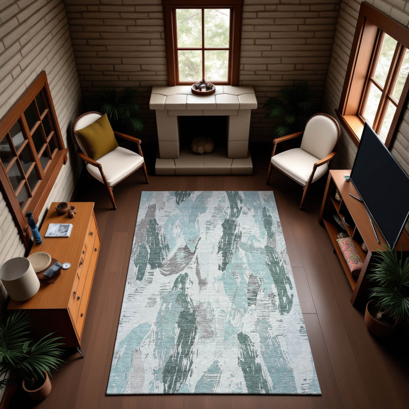 Tapis moderne de qualité supérieure lavable à la machine Harjo AMF1596, Rectangle 2 pi 6 po x 3 pi 10 po