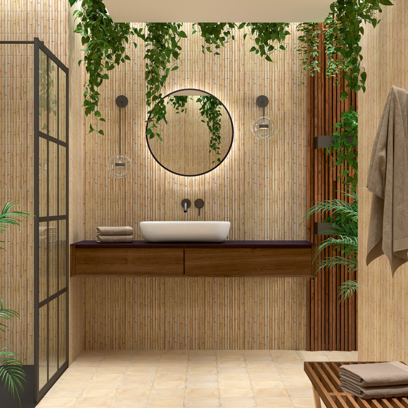 Bamboo 5.88'' W x 11.88'' L Tile, Tiki Cream
