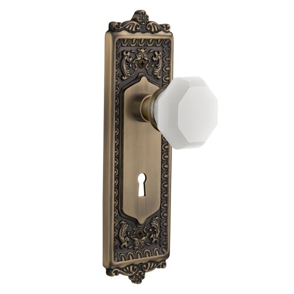 Nostalgic Warehouse White Milk Glass Waldorf Interior Mortise Door