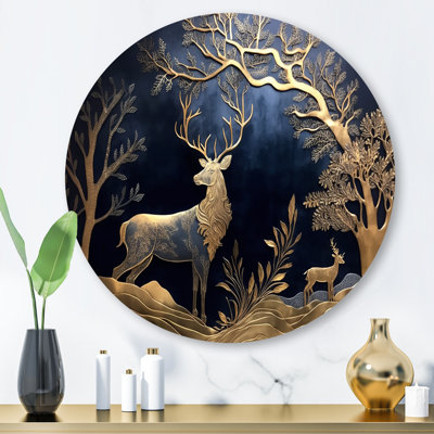 Manaker " Golden Deer in Forest II " Print