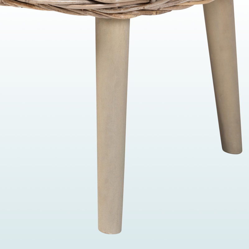 Halifax Accent Bench with Natural Kubu Rattan & Grey Acacia Wood, 17.86" H X 43.47" W X 16.75" D