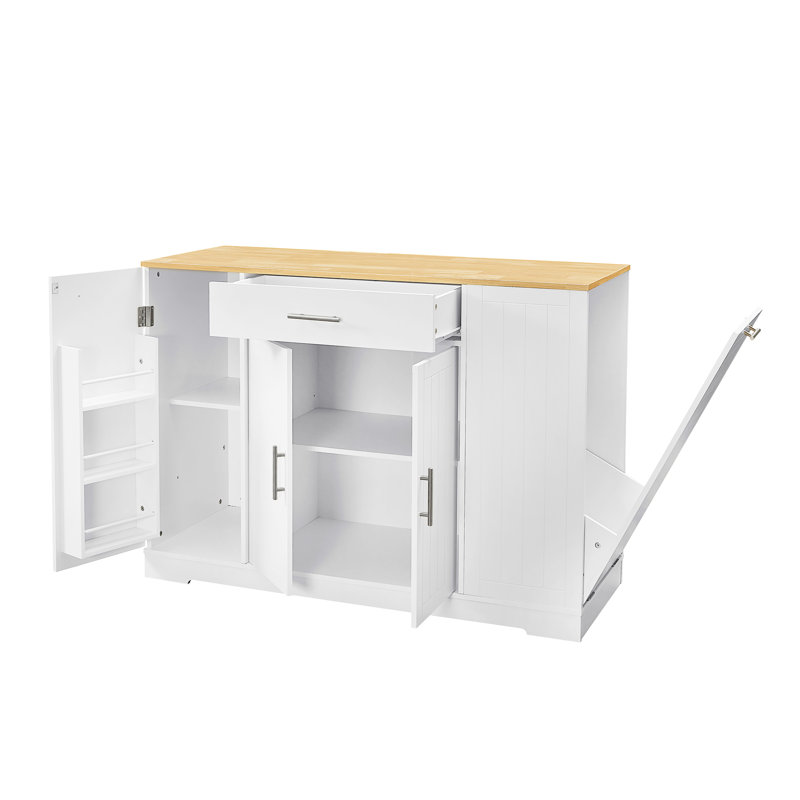 Îlots de rangement de 53 po avec tiroirs et poubelles pour la cuisine et la salle à manger. Conception de ferme moderne