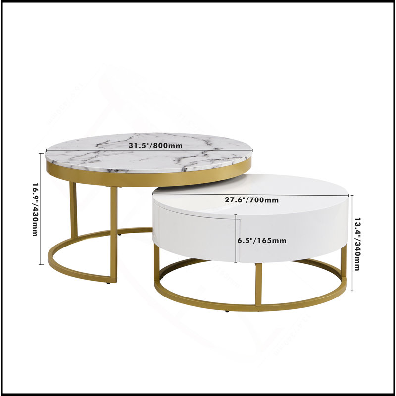 Table basse gigogne moderne avec tiroirs Modern