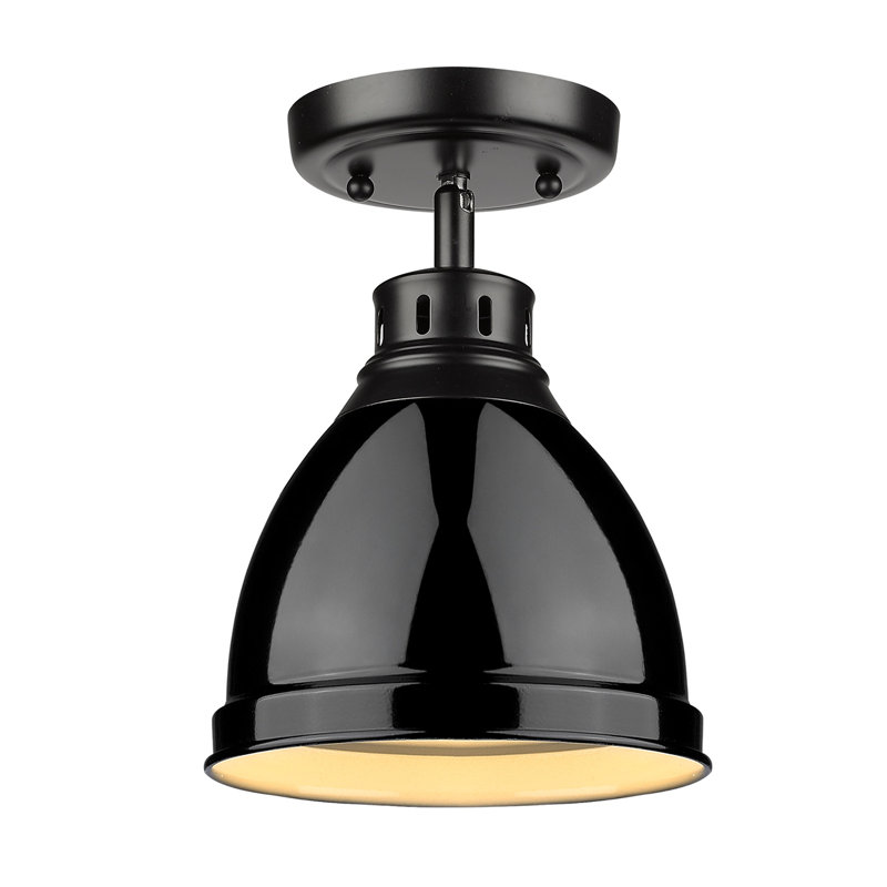 Plafonnier semi-encastré d'extérieur 1 lumière Bowdoinham, Noir, Noir mat