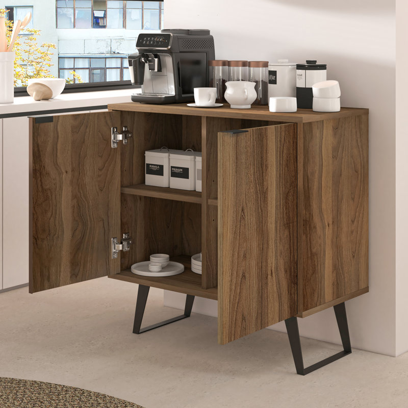 Armoire de rangement à 2 portes avec tablettes réglables H 31,5 po Critchfield, Noyer