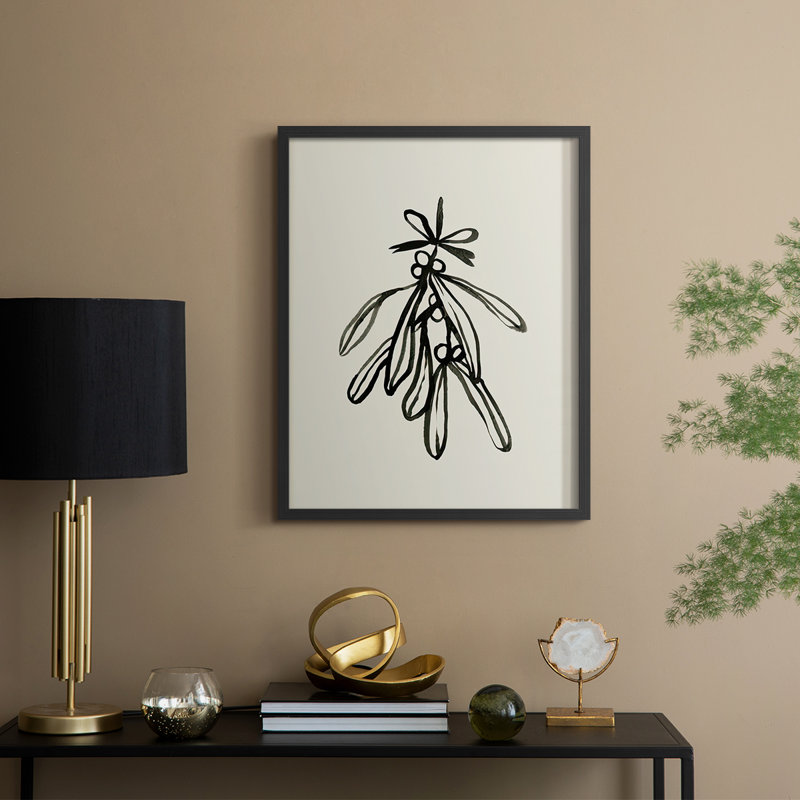 «Mistletoe S croquis avec arcs II», reproduction encadrée - bois massif, Noir, noir, noir, noir, H 11 po x l 9 po
