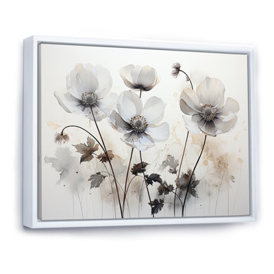 Buttercups Fields On Grey I - Buttercups, reproduction d'art sur toile encadrée