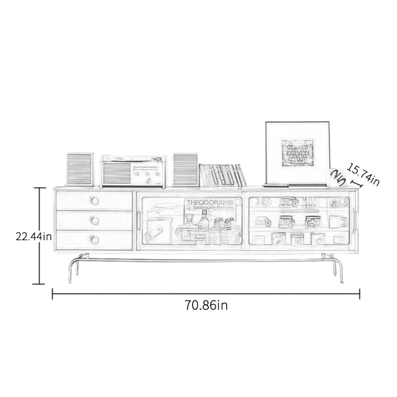 Simple Retro Storage TV Cabinet 70.86'' W Storage Credenza