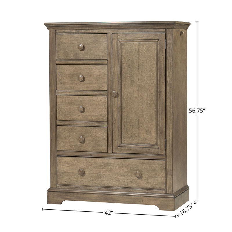 Cashew Solid Hardwood Transitional Chifferobe with Multi-use Storage