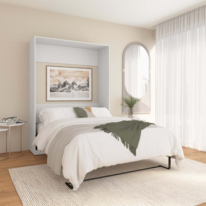 Lit escamotable Oneybrook, Blanc, Double