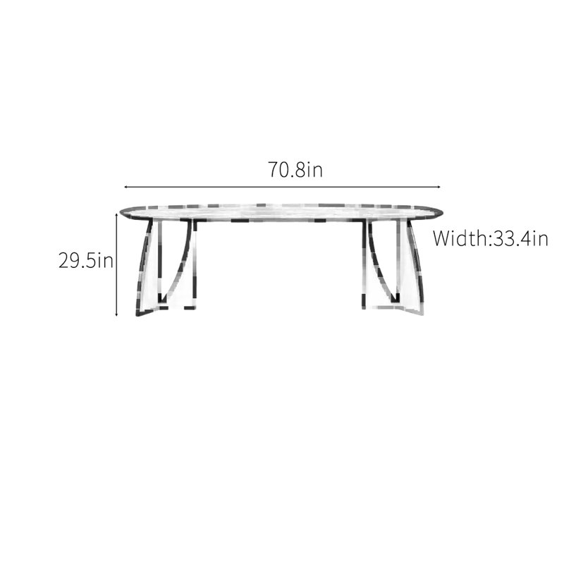 Triangle-shaped base supporting solid wood dining, Beige, 29.5"H x 70.8"L x 33.4"W