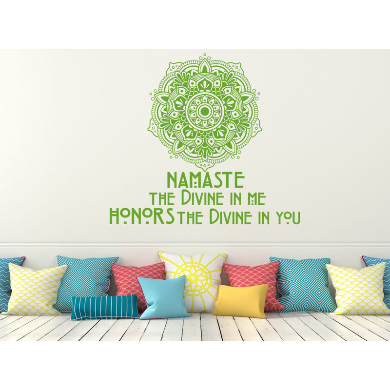 Décalcomanie murale décoration mandala Namaste, Vert citronnier