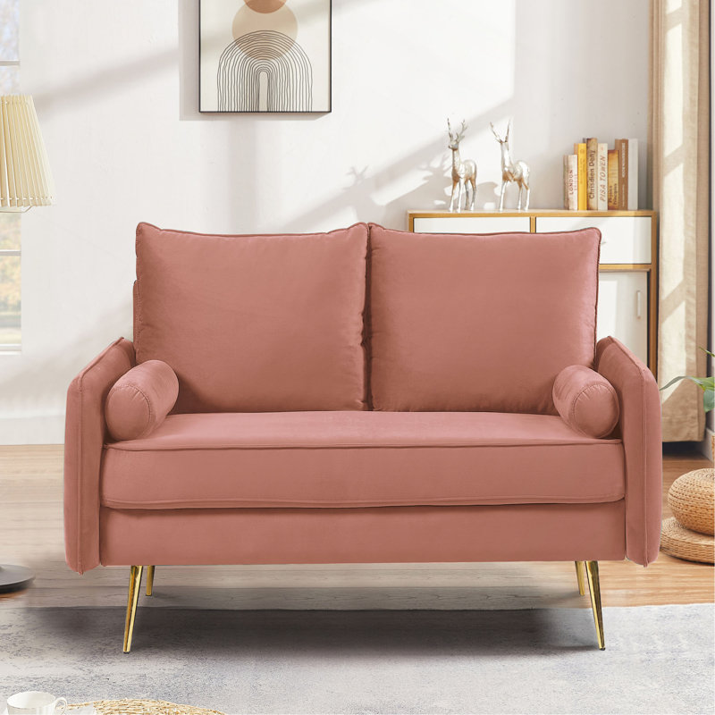 Canapé 2 places en velours Modern, Polyester rose