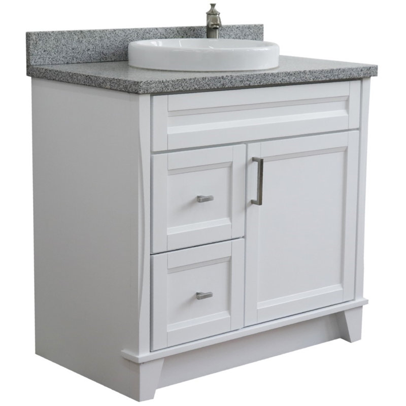 37'' Single Bathroom Vanity with Top, Gray, White