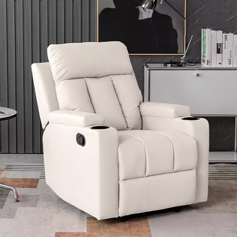 Naeshawn Recliner, Beige Polyester Fibre
