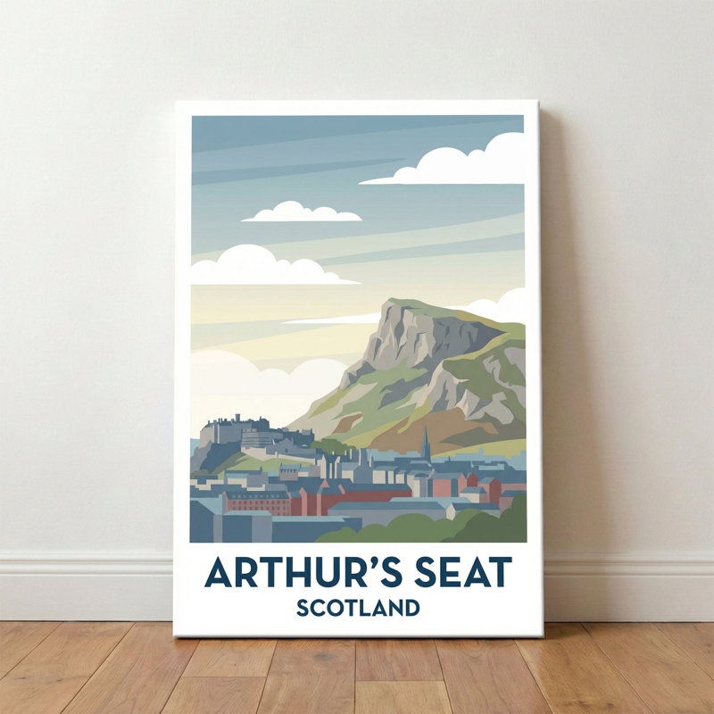 Arthur's Seat, Scotland - Romantic Edinburgh Summit Travel Poster. Giclee Print On Wrapped Canvas. Wall Art, Home Decor - Natural Landmarks, Scotland - Wrapped Canvas Print