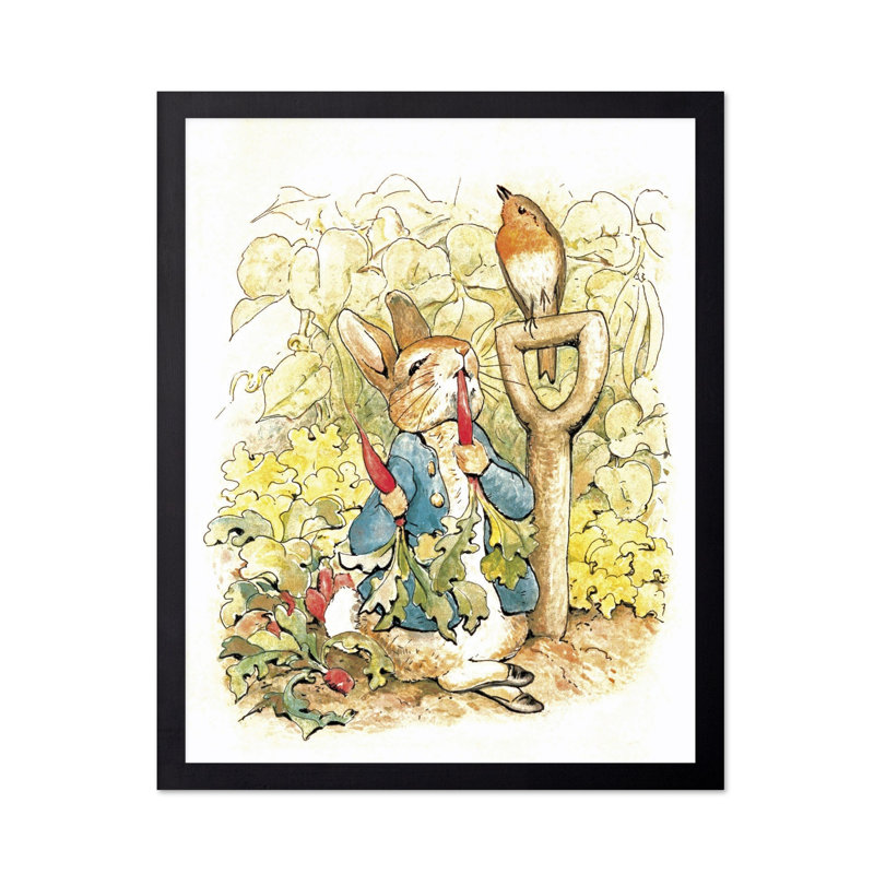 Peter Rabbit dans le jardin, Cadre noir, Affiche, H 24 po x l 32 po