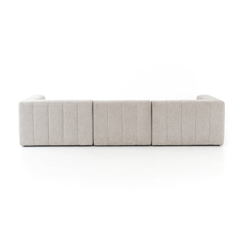 Langham Modular Chaise Sectional, Left Hand Facing, Light Gray Napa Sandstone Polyester, Black