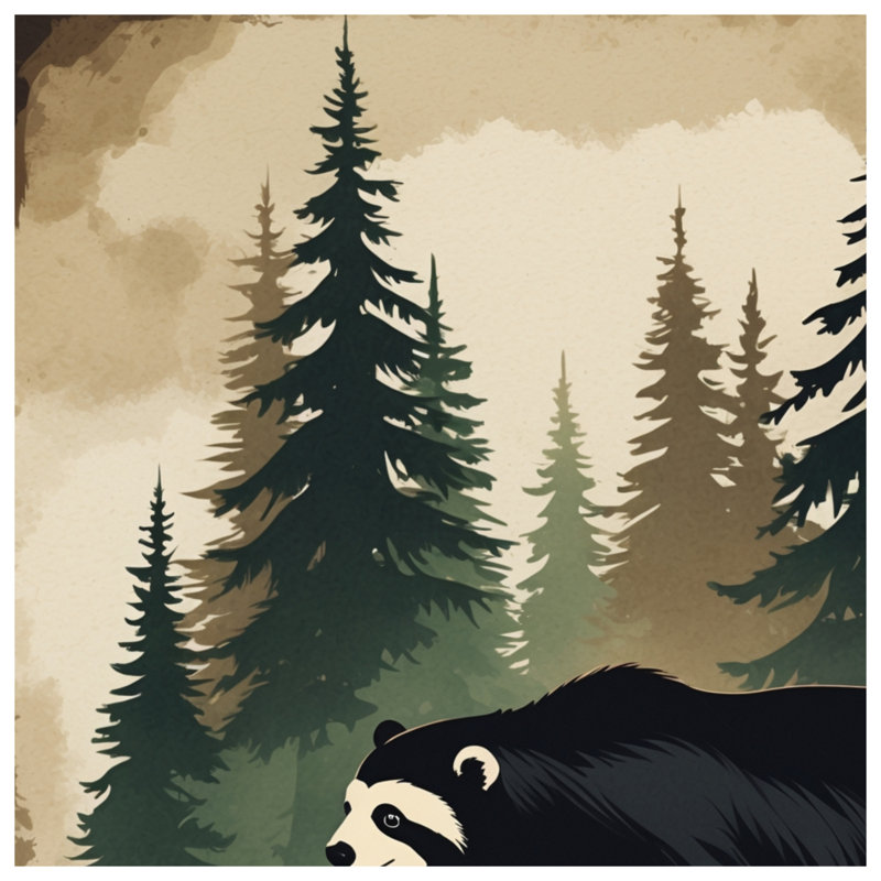 Black Bear In Forest Blankets, 50in W x 60in H