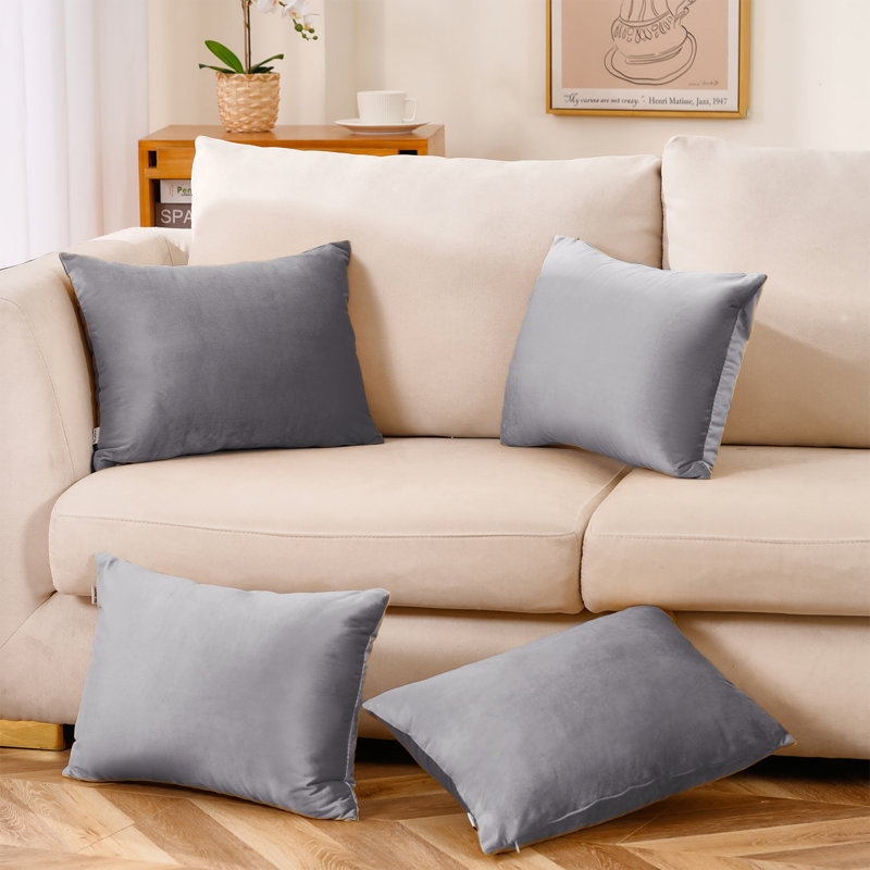 Housse de coussin en velours (ensemble de 4 housses de coussin seulement), Gris foncé