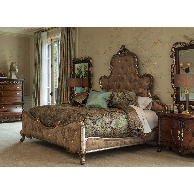 Upholstered Scalloped Bed, Champagne, Queen