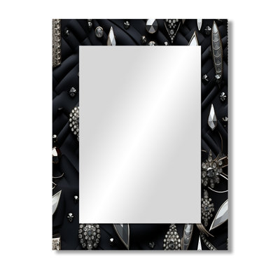 Hollywood Glamour Diamond In Black And White - glam  Wall Mirror, Abstract Decorative Mirror, Printed Metal Art