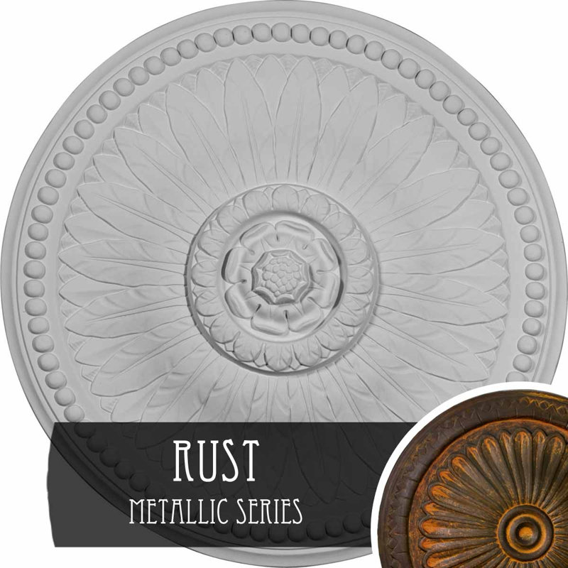 Endurathane Carlsbad Ceiling Medallion, 19 1/2"OD x 1 3/4"P, Hand-Painted Americana Crackle Finish, Rust