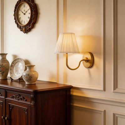 1-Light Armed Fabric Wall Sconce