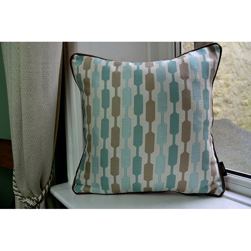 Lizeth Geometric Square Cushion, 43 x 43cm, Duck Egg/Taupe