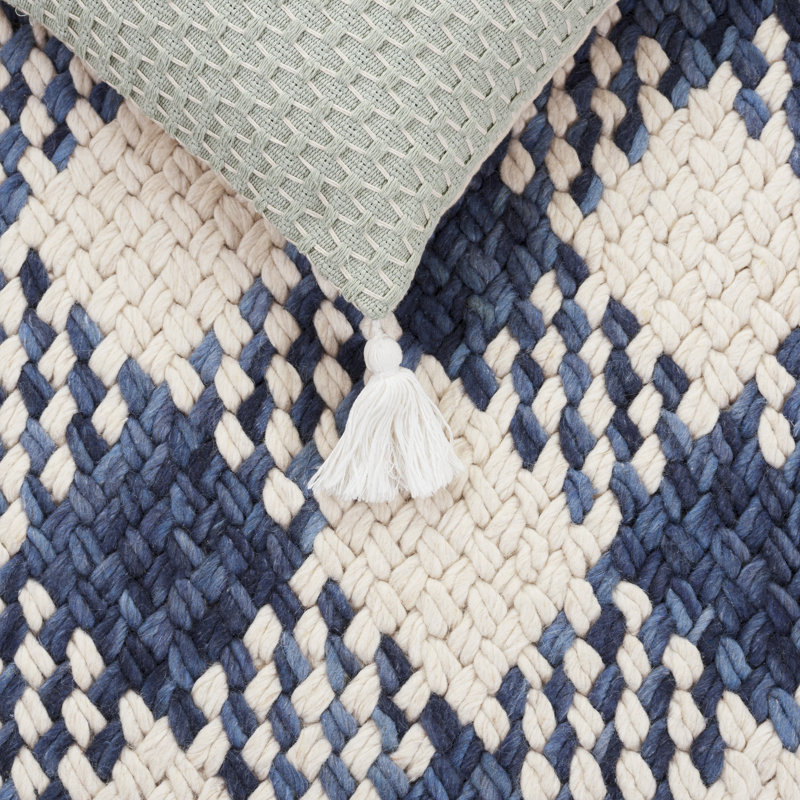 Natural Fiber Couture Handwoven Wool;Cotton Plaid Indoor Rug, Square 6'