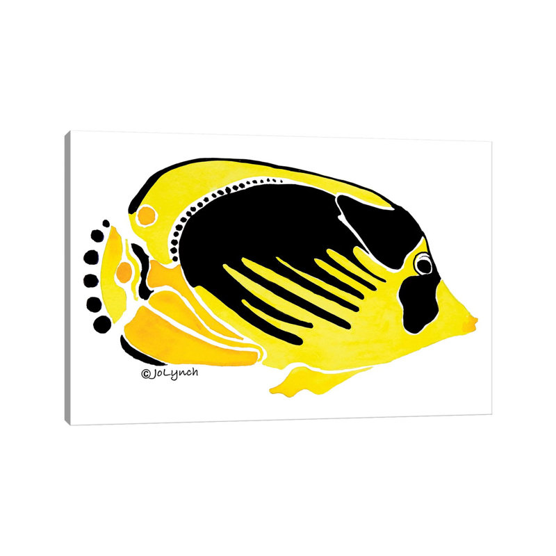 Fish Yellow Black 1 Piece Wrapped Canvas Wall Art, 66.04cm H x 101.6cm W