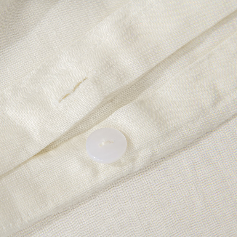  Stone Washed Pure Linen Duvet Cover Set, Queen Duvet Cover + 2 Standard Shams, Beige