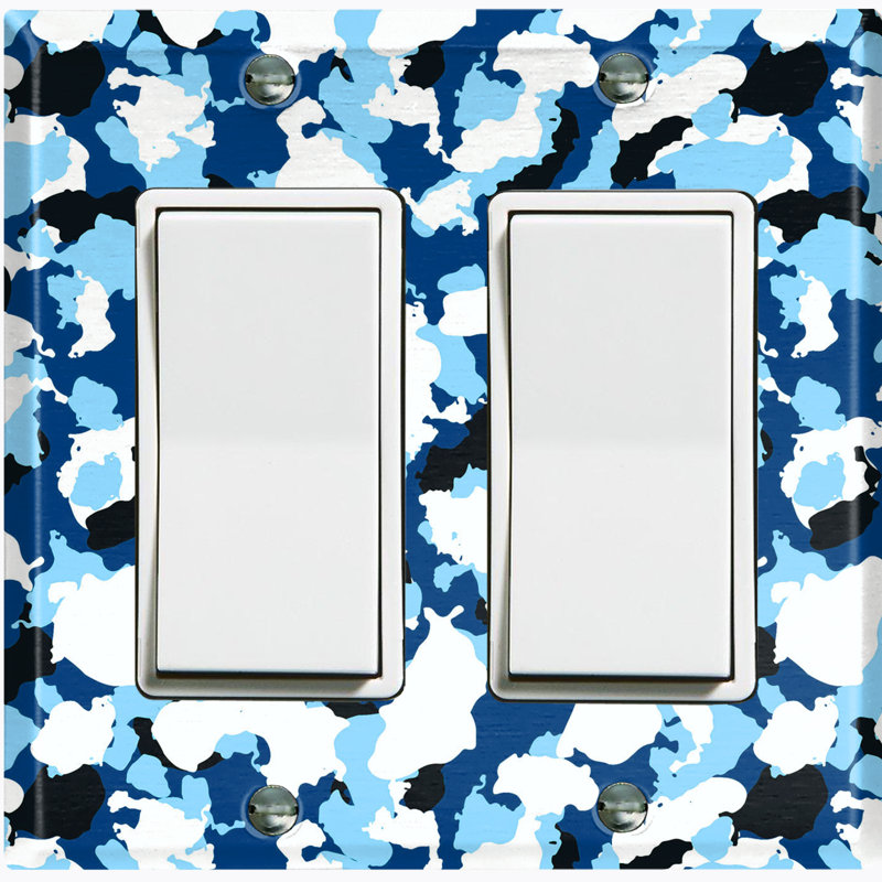 Plaque murale bleue à 2 interrupteurs à bascule camouflage bleu