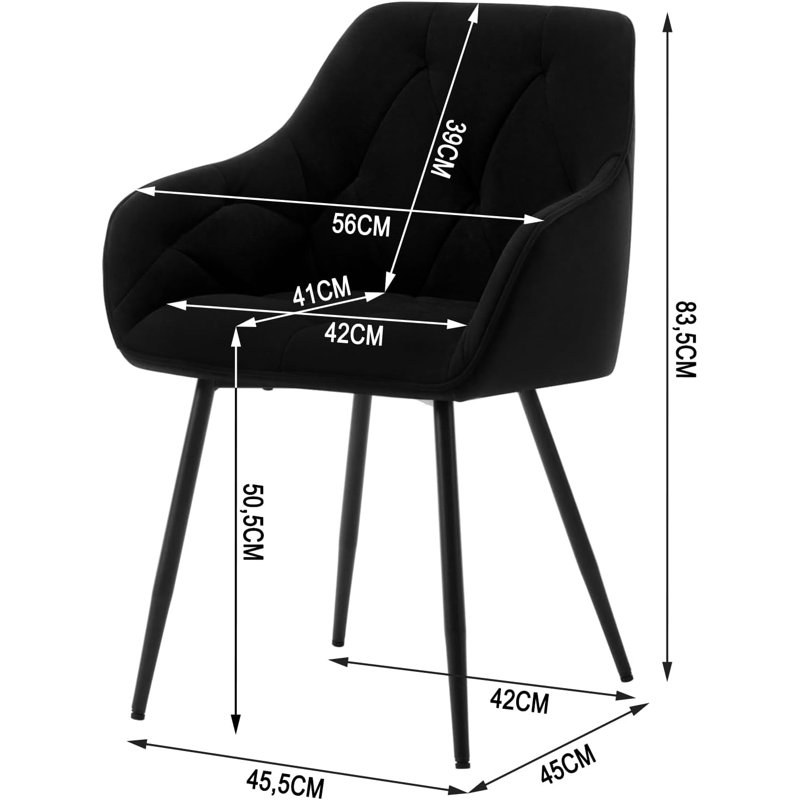 Bharmal 50.5cm H Velvet Upholstered Armchair, Black, 1